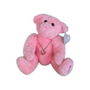 Wishpets June Angel Bear Bean Plush Pink Stuffed Animal Alexandrite Birthday 6"